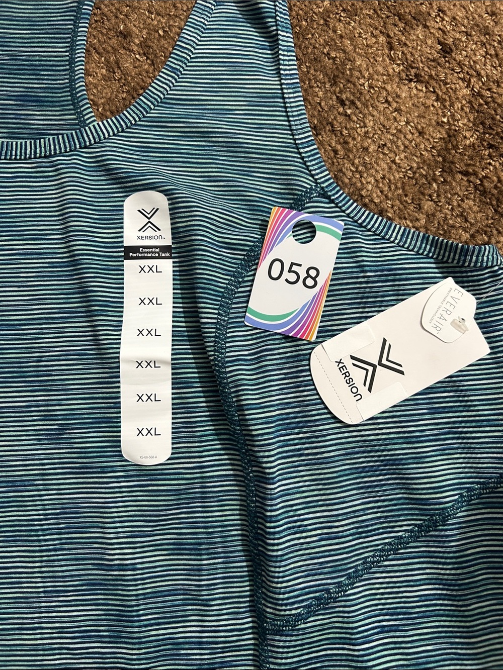 Xersion Blue Striped Racerback Tank - Picture 2 of 3